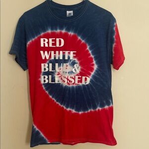 Red,‎ White, Blue, and Blessed Tie Dye Tee Shirt